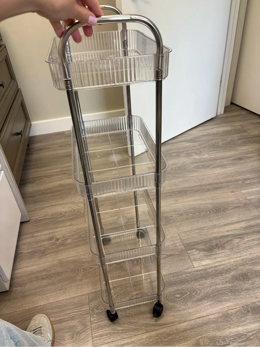 Clear 4-Tier Rolling Storage Cart - Transparent and Chrome